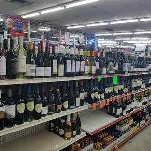 shelves of wine