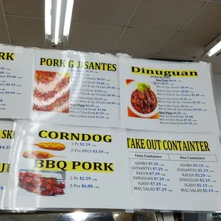 menus and prices