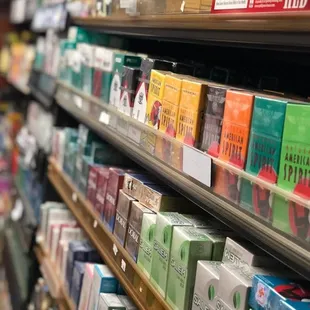  shelf of cigarettes in a store