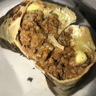 the inside of a burrito