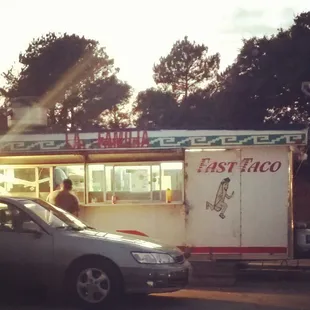 Taco stand in the parking lot between walgreens and whataburger. Facing Fondren