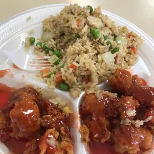 Sweet and Sweet &amp; Sour Chicken and House Special Fried Rice