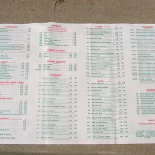 Other side of menu