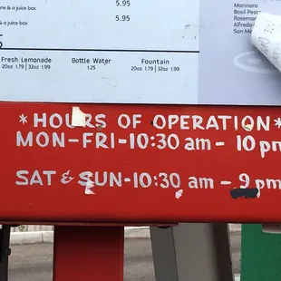 Hours of operation