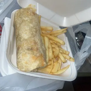 Kids bean &amp; chesse burrito with choice of French fries or rice &amp; beans