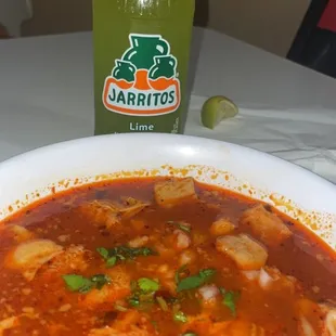 Menudo &amp; lime jarrito served everyday