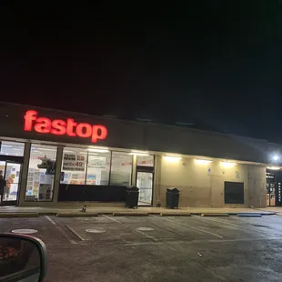 a fast food restaurant at night