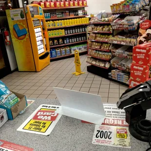 a counter in a grocery store