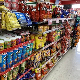 a variety of chips and snacks