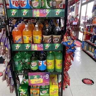 a variety of beverages on display
