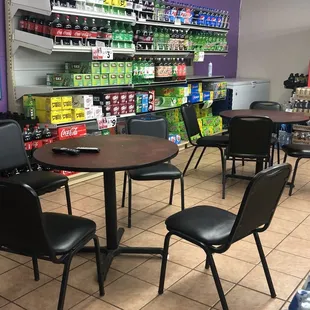 tables and chairs in a grocery store
