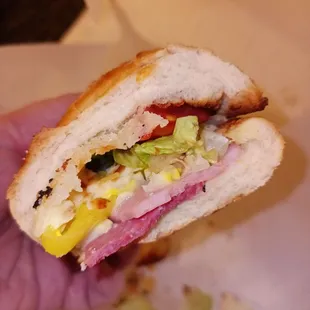 a half eaten sandwich