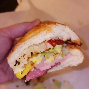 a half eaten sandwich