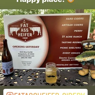 a beer and a sign