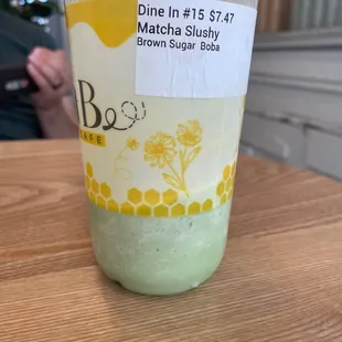 Matcha Slushy with boba