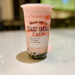 Pinky Lychee w/ Brown Sugar Boba