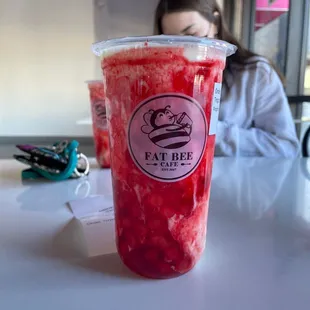 tropical delight with strawberry popping