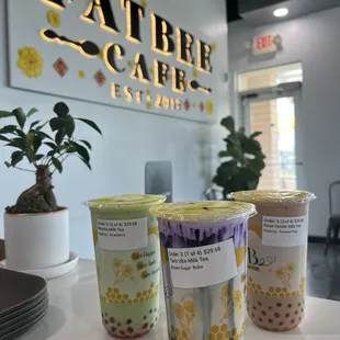 Taro Milk tea ,Matcha Milk tea, Rose tender Milk tea