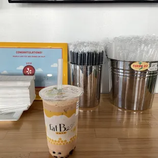 rose tender milk tea with boba