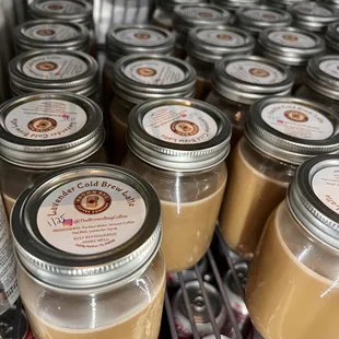 Oat milk lavender cold brew lattes.