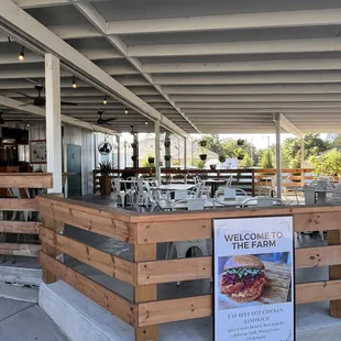 One of the two patios where you can sit and enjoy the view while you eat.