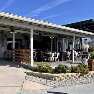 Eating area and store entrance.