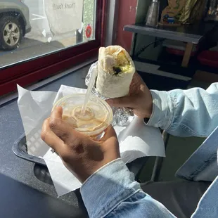 Misses joined me on the double back and got a Veggie breakfast burrito.