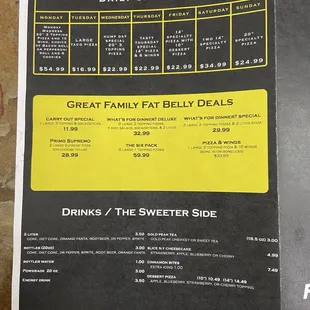 Menu and specials