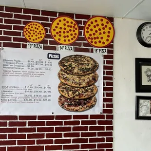 Pizza menu