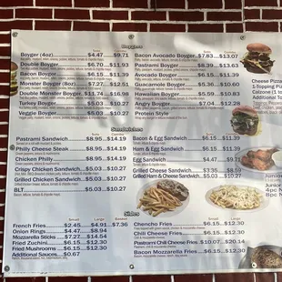 Menu and prices