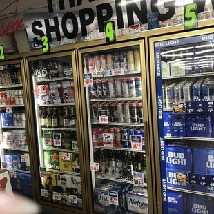 a display of bud light and bud light