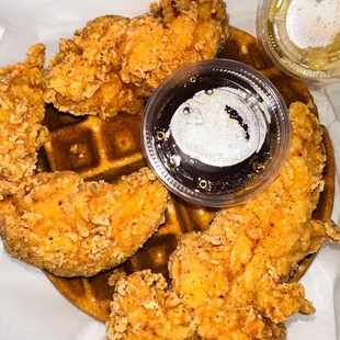 Chicken and waffles... the syrup is amazing!