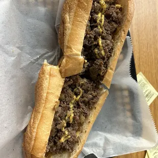 Steak and cheese added grilled onions amazing and the sub roll soft and delicious.