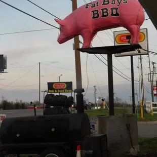 Outside of the Restaurant in Murfreesboro Pike Rd.  JUST look for the BIG PINK PIG