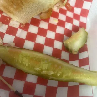 a pickle and a sandwich