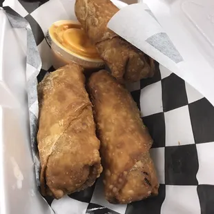 Crab cake egg rolls with Chesapeake sauce