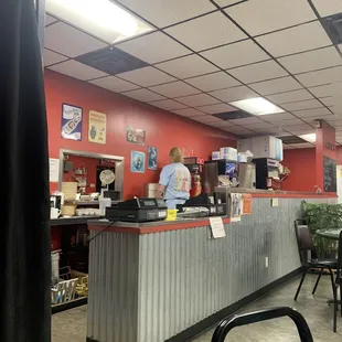 a man standing at the counter
