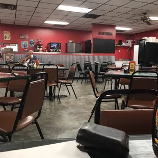 empty tables and chairs