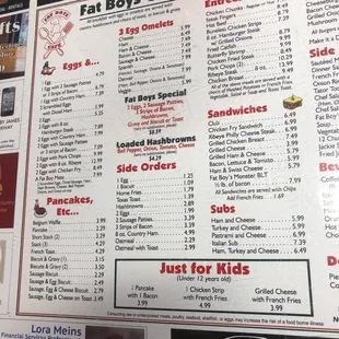 sushi and sashimi, menu