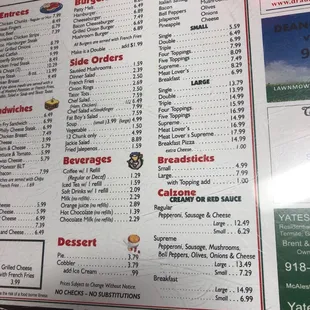 sushi and sashimi, menu