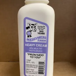 a bottle of dairy cream