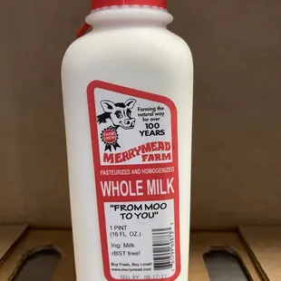 a bottle of whole milk