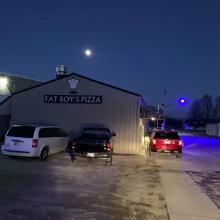 a parking lot at night