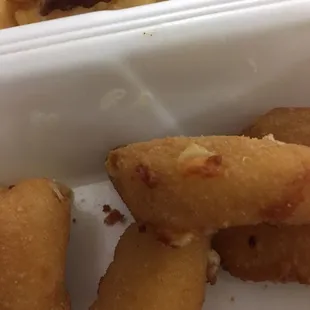 a close up of some fried food
