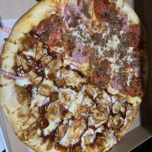 Half and 16 Inch - Half &amp; Half-- BBQ Chicken/The Meats