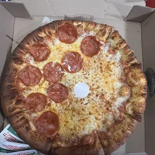 Half pep, half cheese