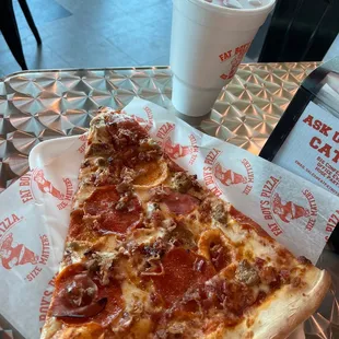 Meat pizza slice