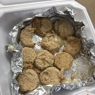 This is what Fat Boy&apos;s calls &quot;mac bites&quot;  Uncooked pieces of weird cheese.