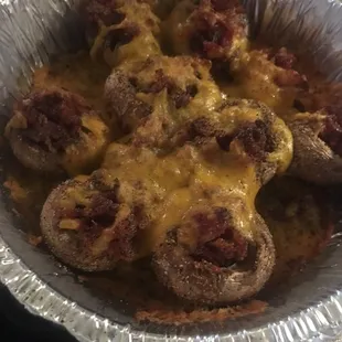 Stuffed mushroom pepperoni bacon and cheese