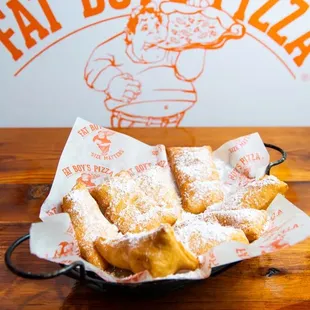 a basket of doughnuts